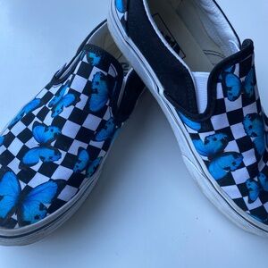 Blue butterfly checkered vans